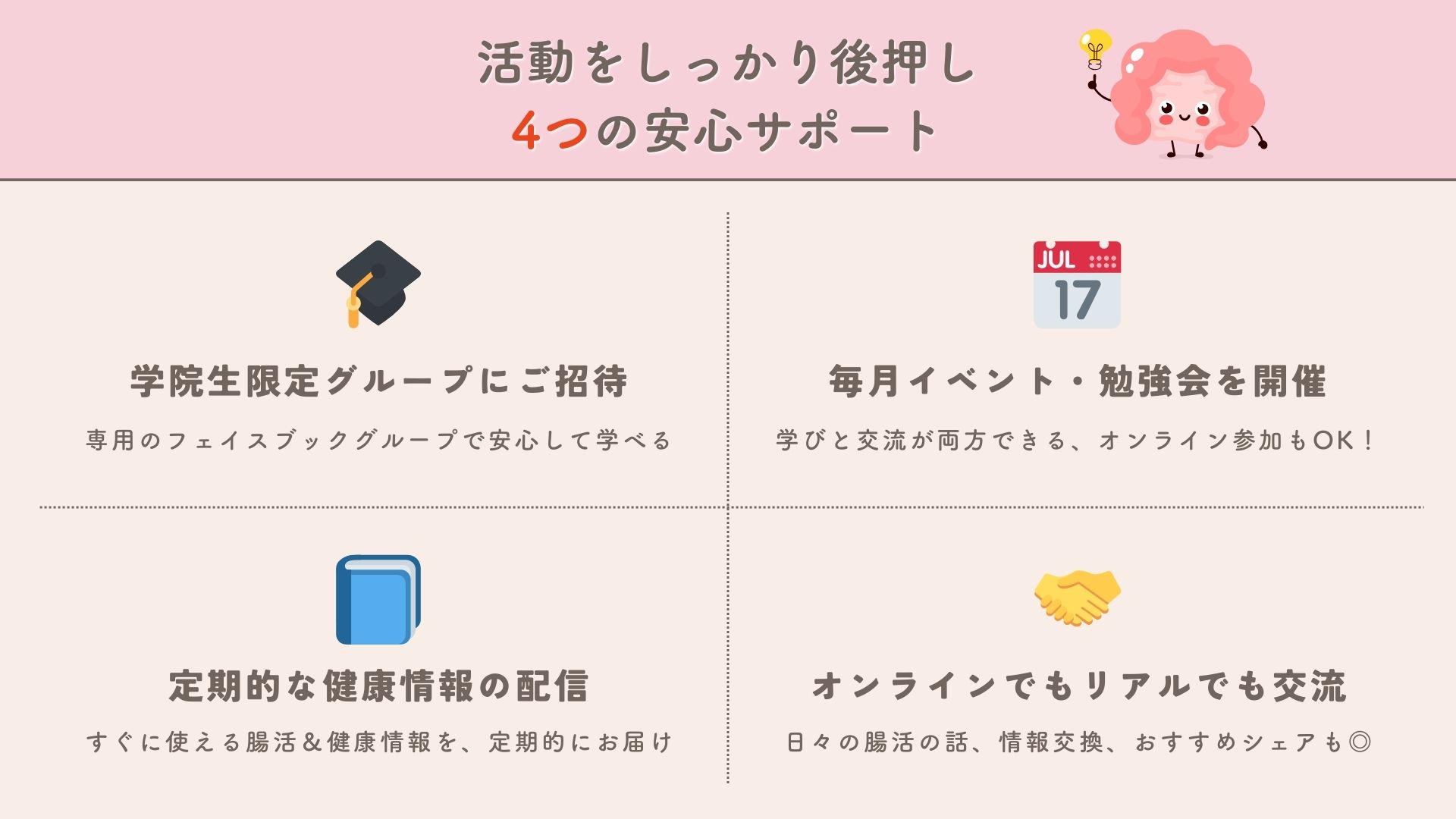 腸内フローリスト学院_４つの安心サポート